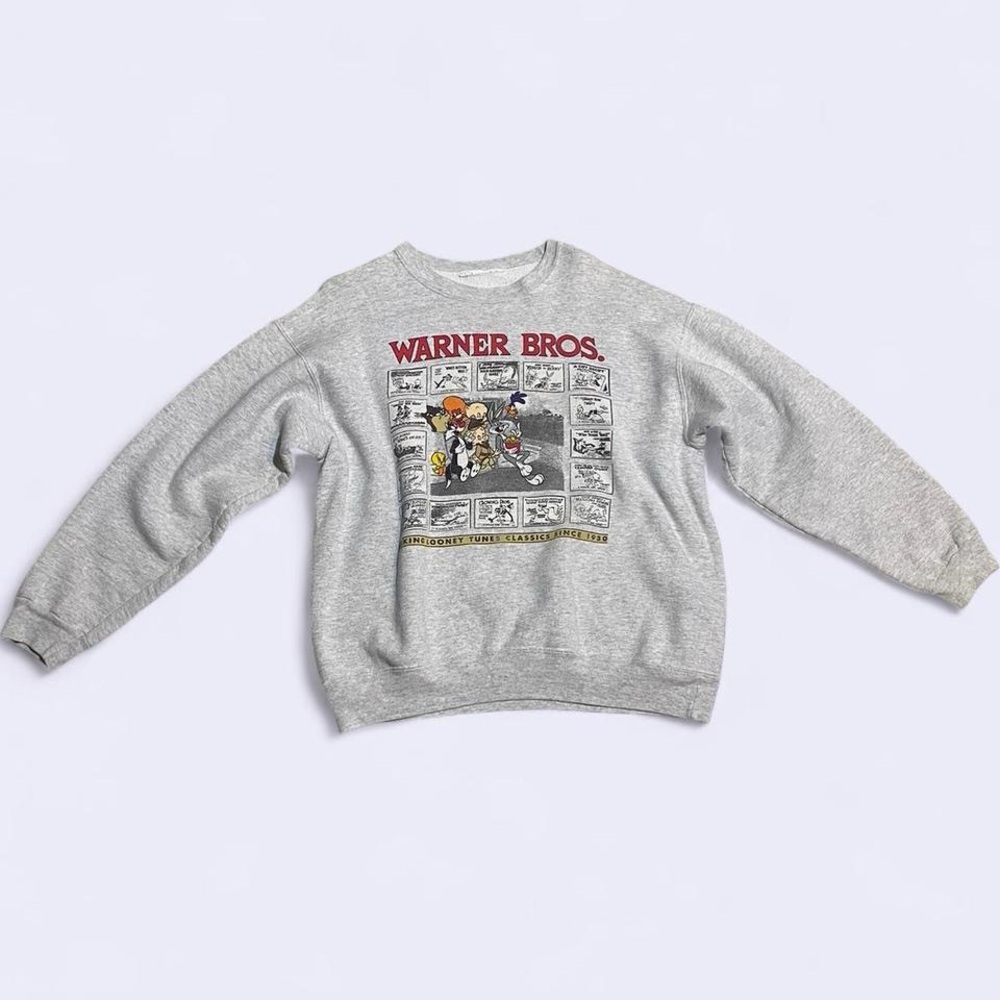 Vintage Warner Bros Looney Tunes Gray Graphic Sweatshirt